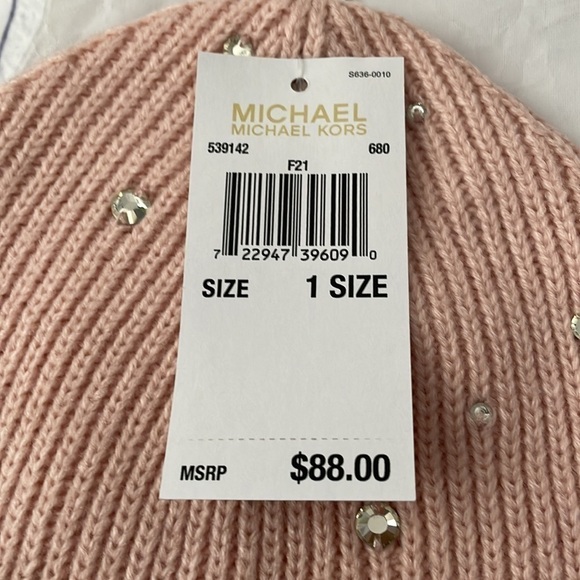 ?♥️michael Kors♥️Crystal Embellished Ribbed Hat one size main image 5
